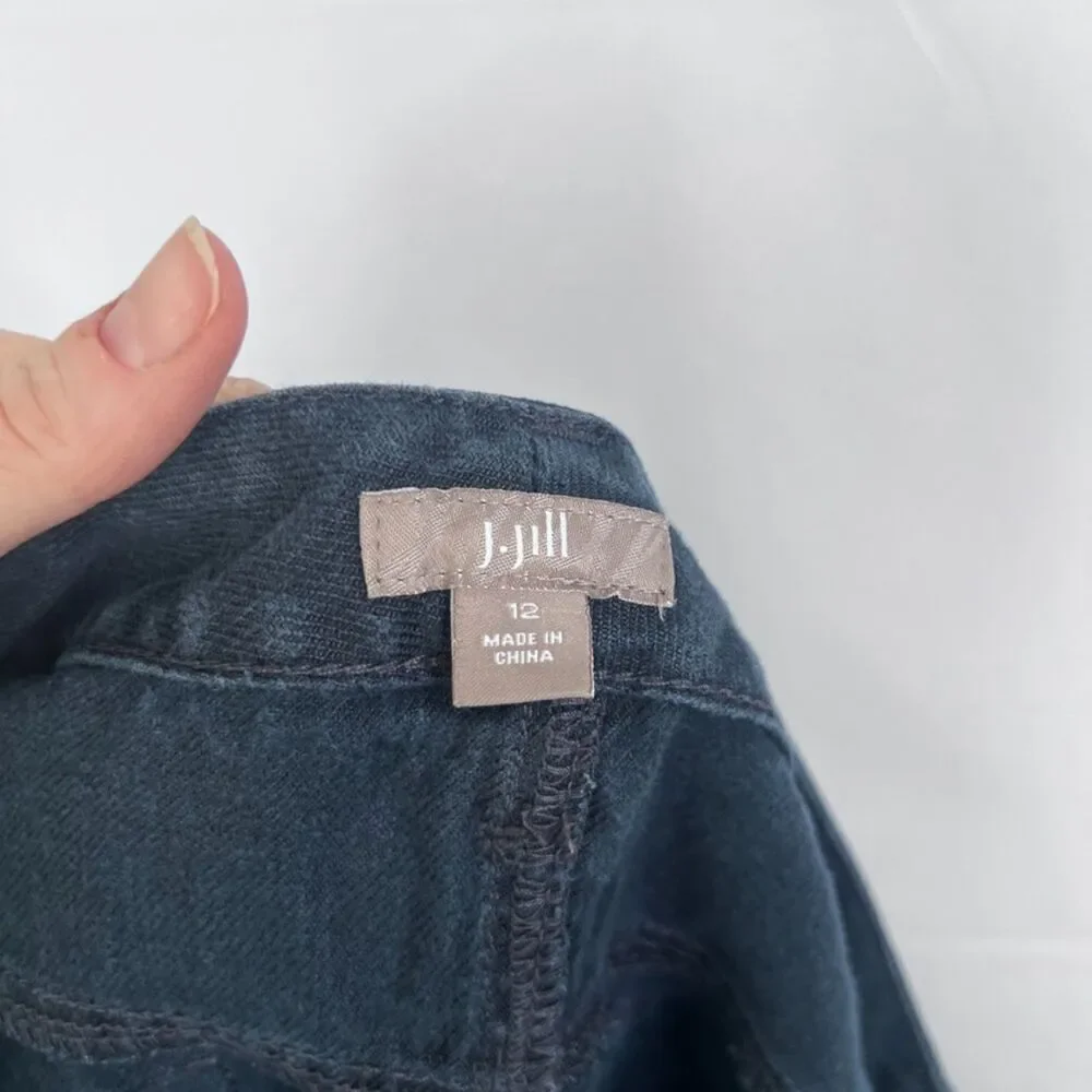J Jill Blue 100% Linen Casual Lightweight Skirt Women's Size 12‎
